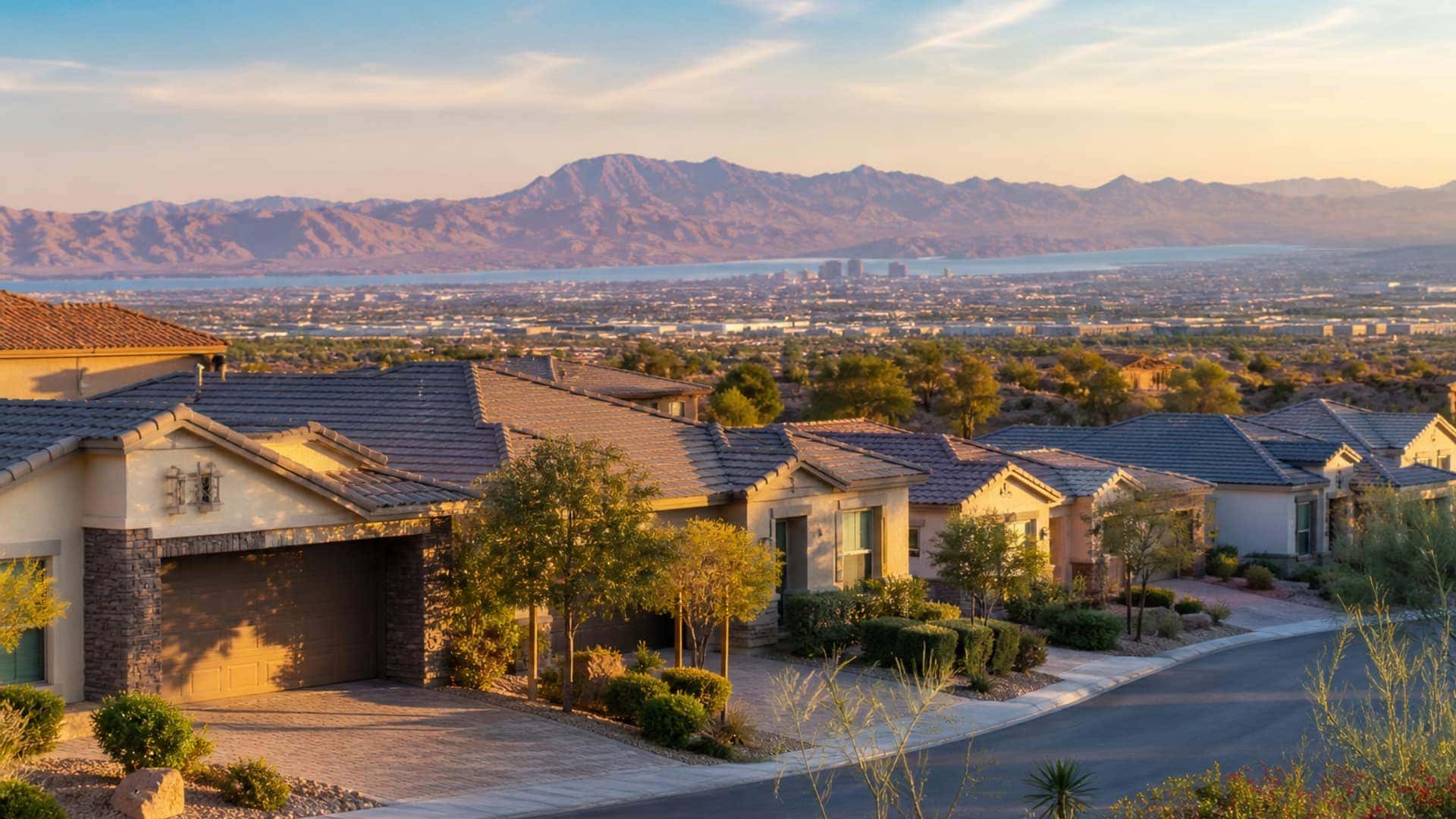 Henderson Nevada residential streets with desert mountain backdrop